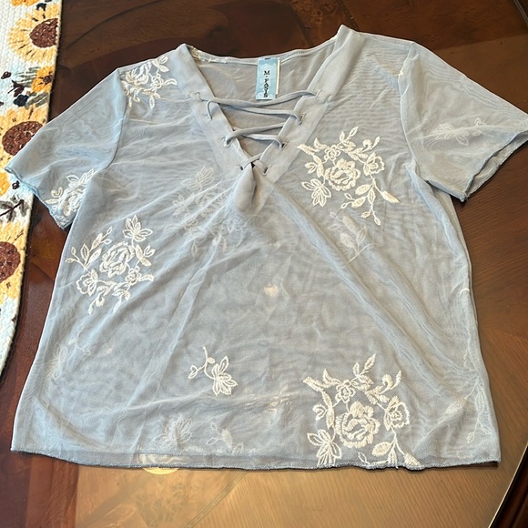 Mesh Embroidered Crop‎ Top - Picture 1 of 6